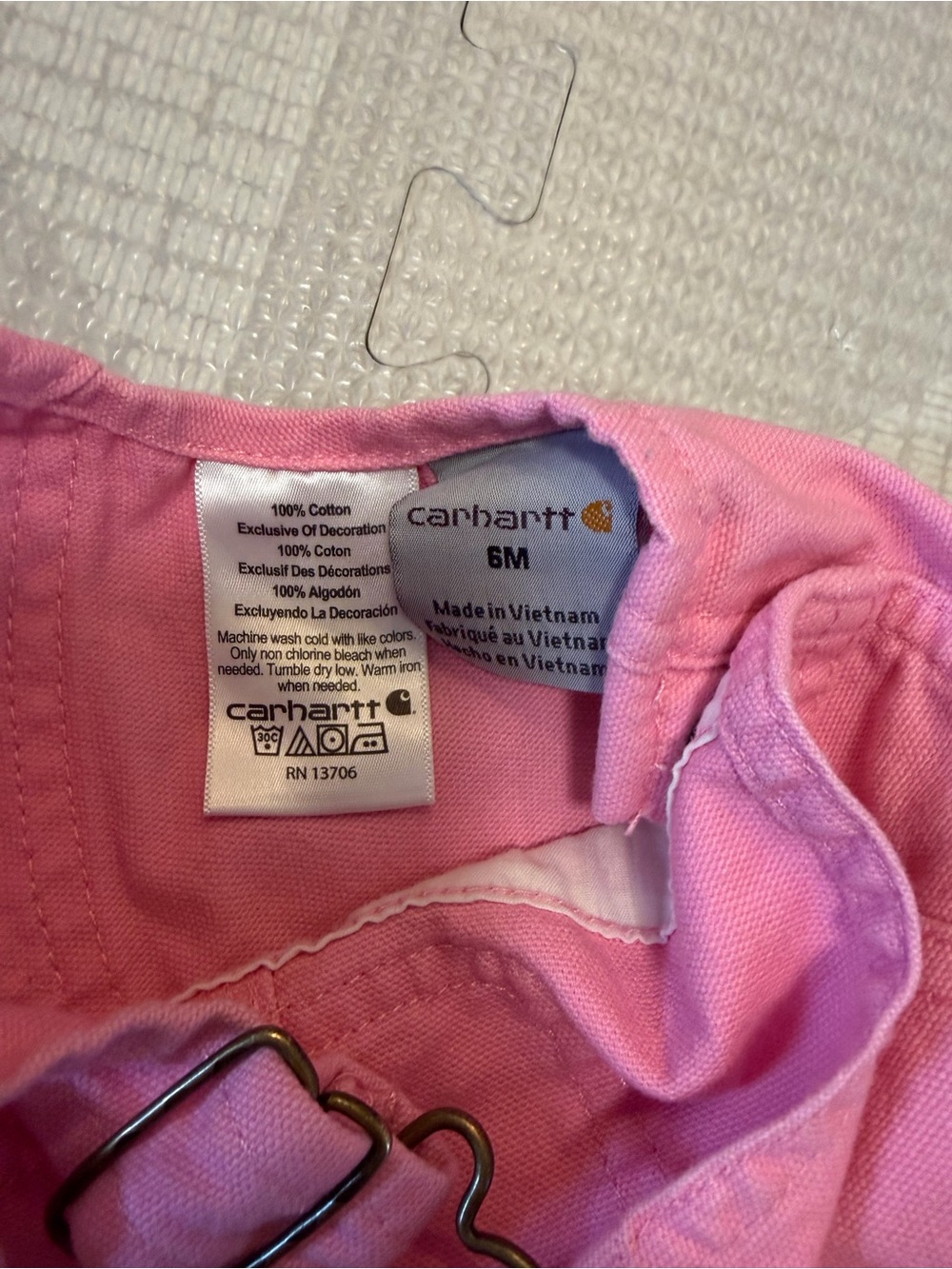 Carhartt Pink Toddler Overalls with Adjustable Straps - Picture 5 of 5